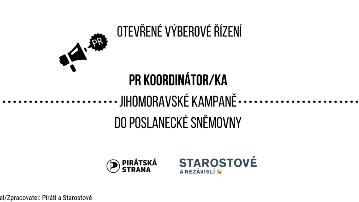 Otevřené výběrové řízení - PR koordinátor/ka jihomoravské kampaně do sněmovny
