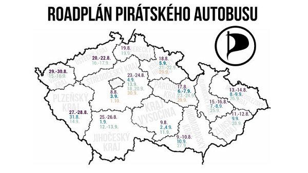 Piráti v sobotu zahájí tour volebního autobusu budoucnosti. Brázdit celou zemi bude až do voleb